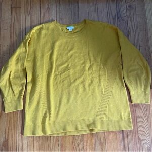 J. Jill women’s mustard color Crew Neck Sweater in large petite 56% cotton
